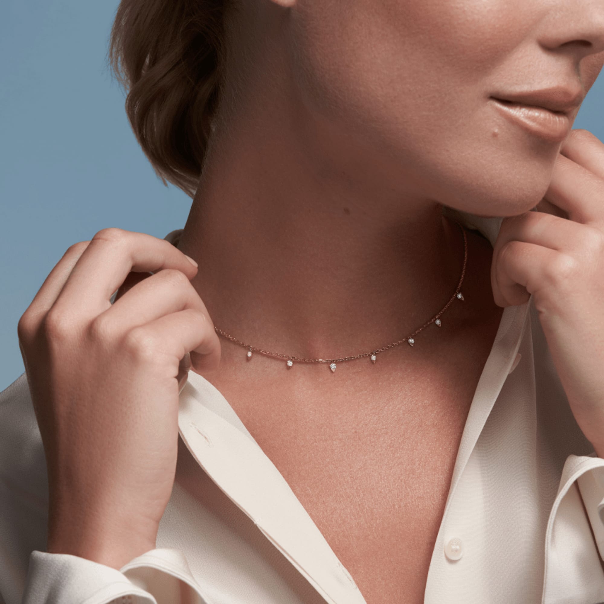 Rose Gold Sapphire Diamond Necklace 