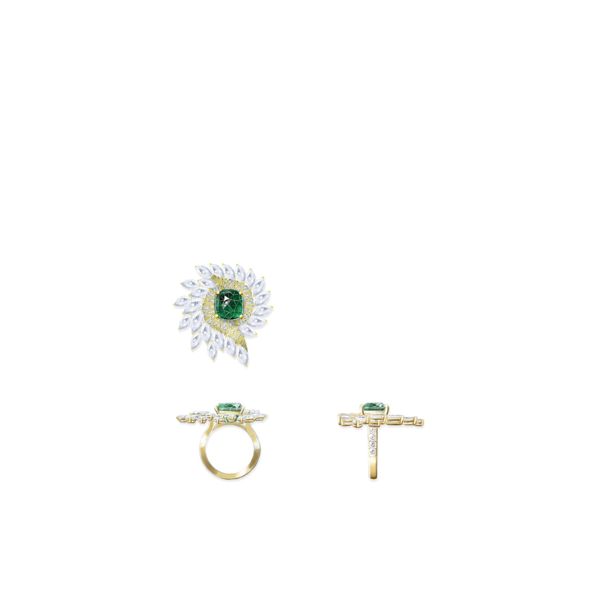 Piaget伯爵Metaphoria系列Efflorescens高級珠寶祖母綠鉆石戒指