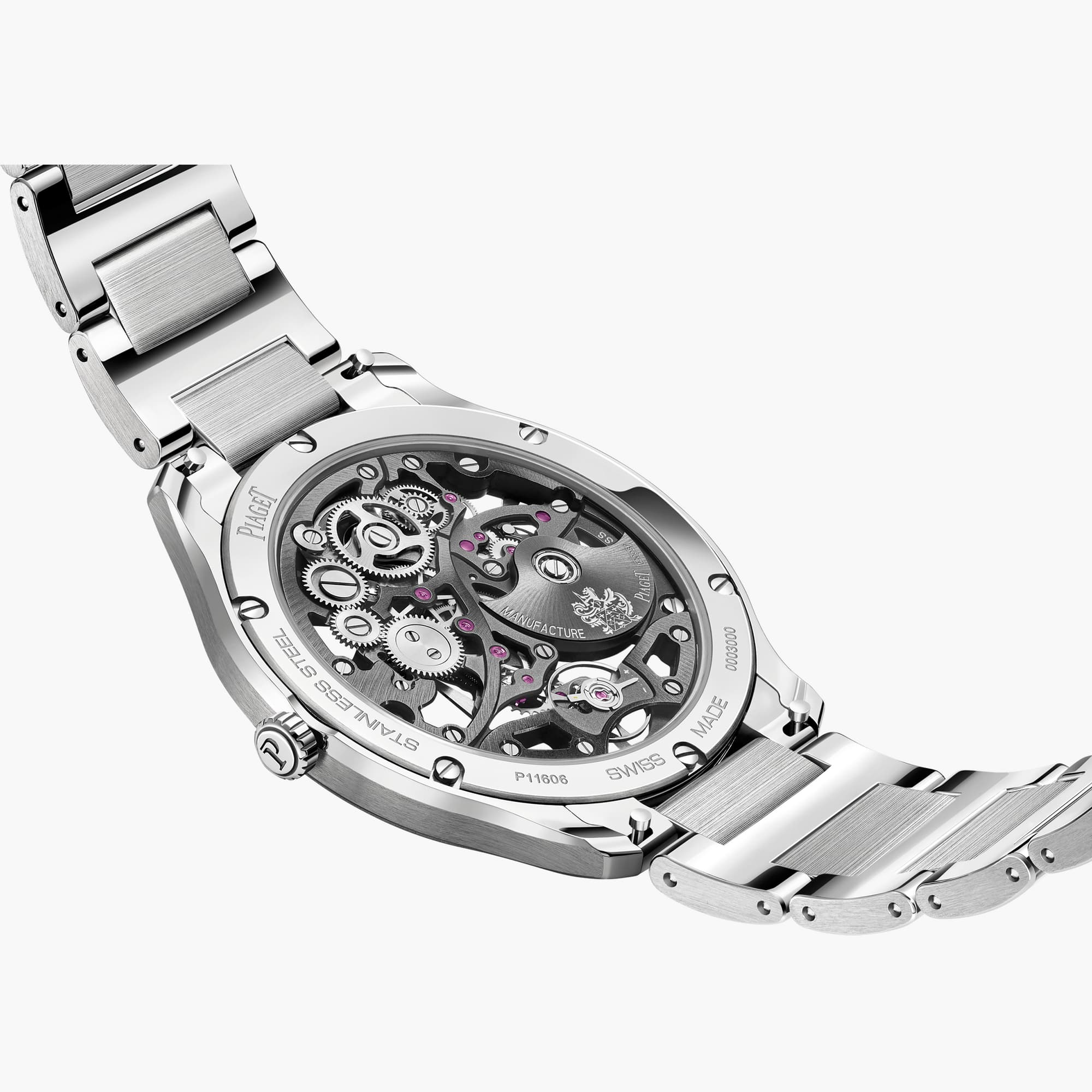 Steel Automatic Skeleton Watch Piaget Men Luxury Watch G0A45001