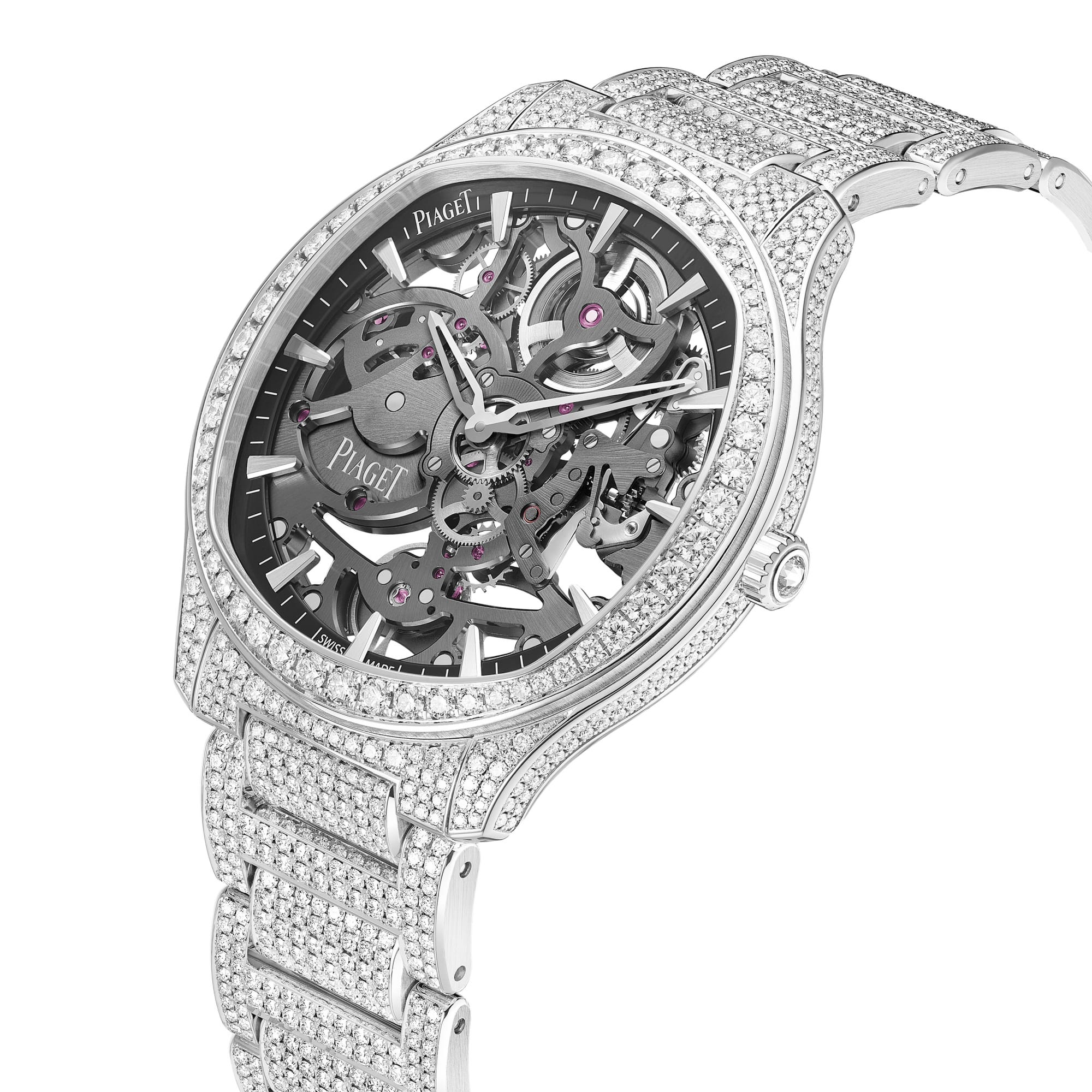 White Gold Diamond Automatic Skeleton Watch Piaget Watch G0A47005
