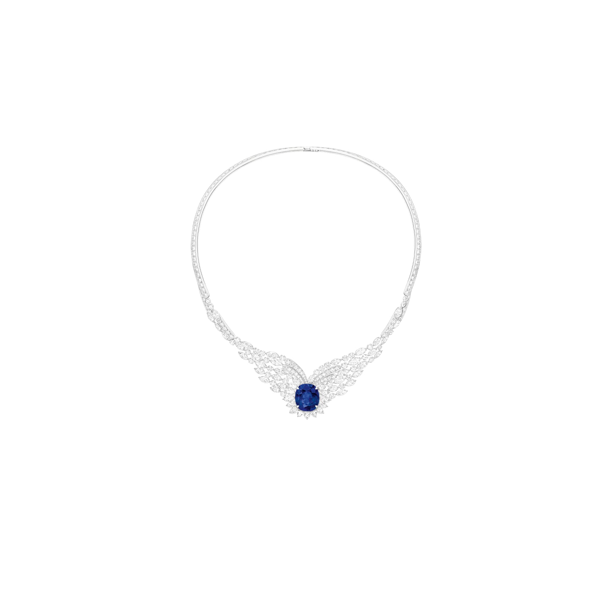 高級珠寶項鏈，鑲飾鉆石和藍寶石