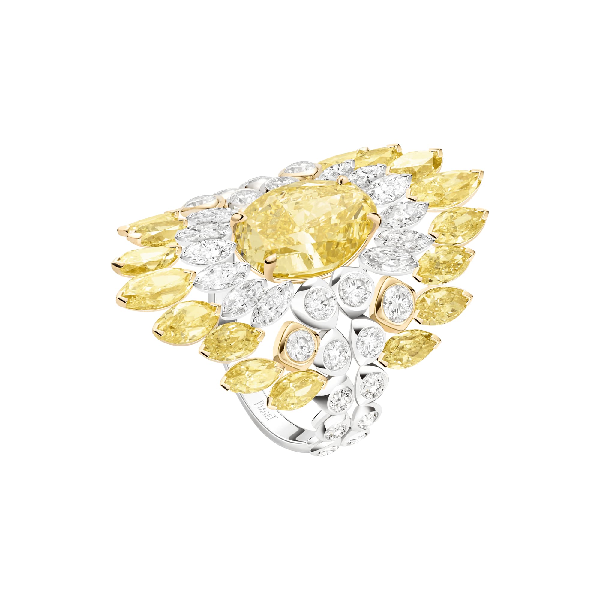 高級珠寶戒指，鑲飾艷彩黃鉆