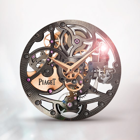 Ultraflaches skelettiertes mechanisches Uhrwerk Piaget 1200SBlack mit Automatikaufzug