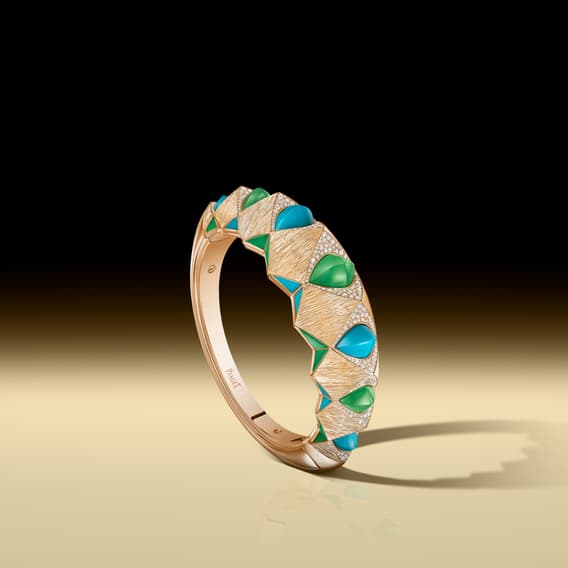 Piaget gold diamond bracelet set with turquoises and chrysoprases