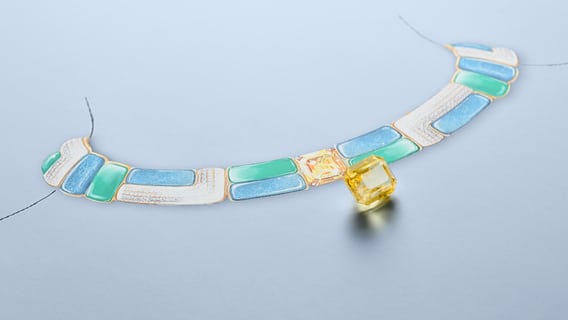 necklace with semi-precious and precious stones
