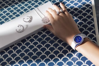 white gold diamond watch and jewellery