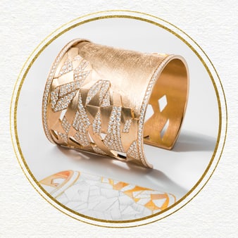 Manchette en or rose et diamants pour femme