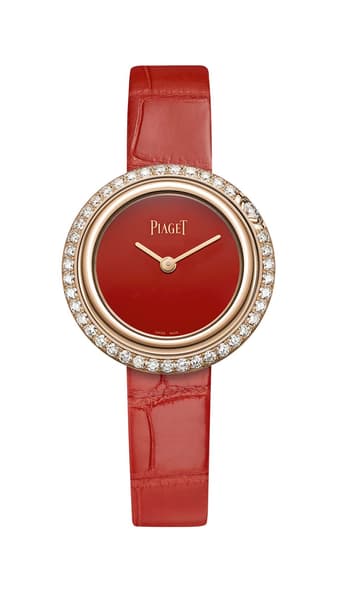 Luxury watch in rose gold and dial in natural carnelian