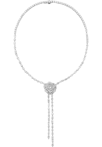 Колье Piaget Rose из белого золота с бриллиантами, украсившее Джессику Честейн на церемонии «Золотой глобус» 2017