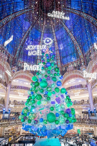 inauguration of Piaget luxury jeweller's Christmas tree at Galeries Lafayette