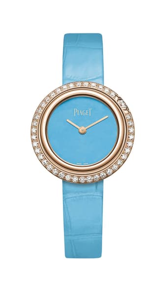 Uhr aus Roségold mit Diamanten und Zifferblatt aus Natur-Türkis