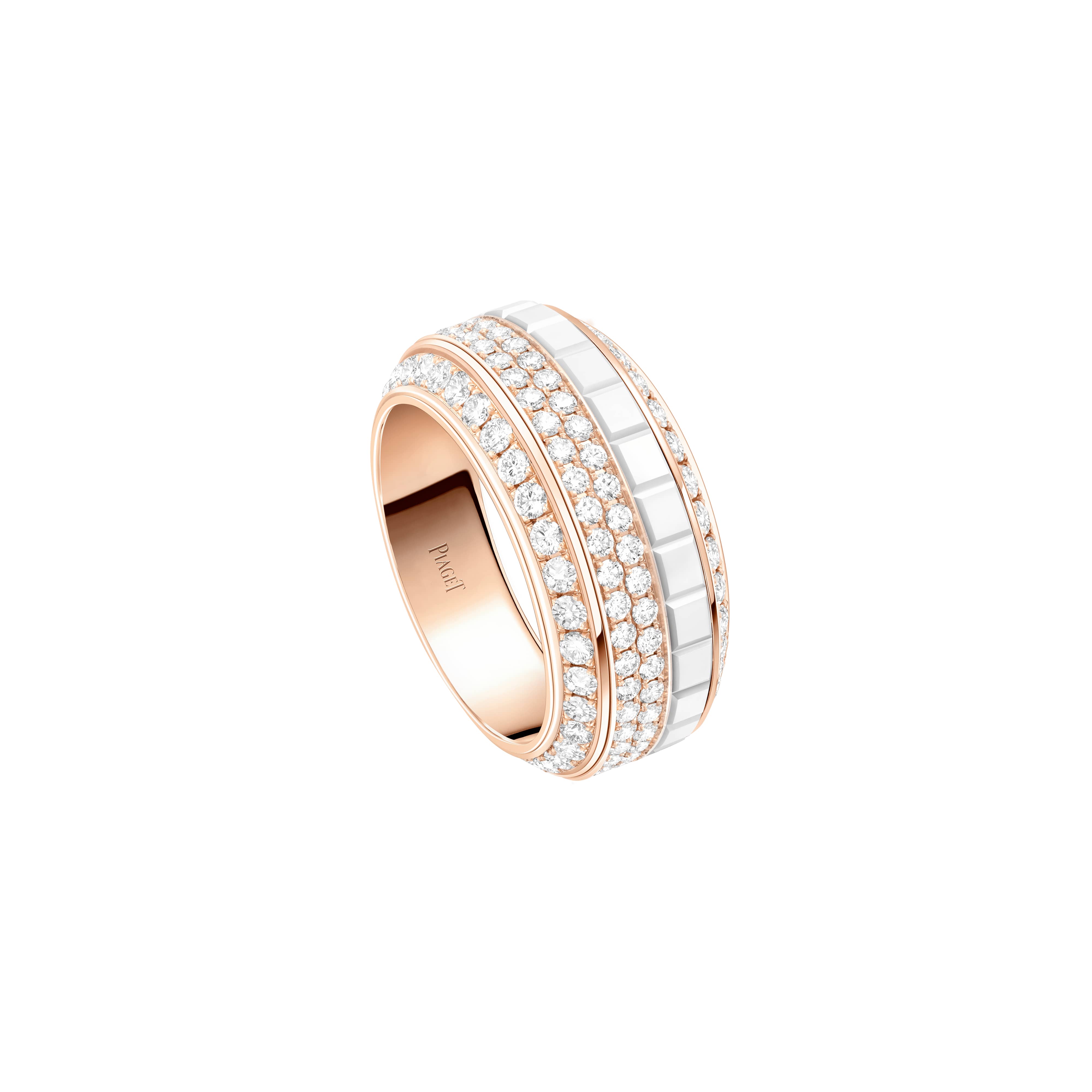 Rose Gold Ceramic Diamond Ring - Piaget Luxury Jewelry G34P1H00