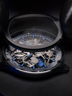 Close-up of the Piaget Polo Skeleton luxury watch