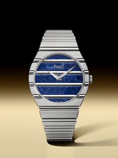 Close-up of the Piaget Polo 79 luxury watch
