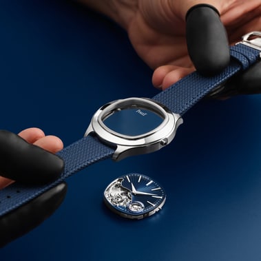 Piaget Polo Minute Repeater ultra-thin watch, blue guilloché dial