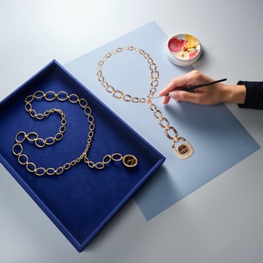 drawing of a Piaget gold sautoir watch