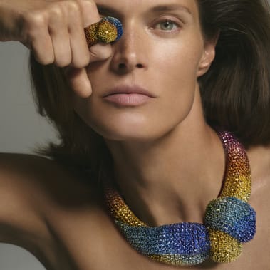 Piaget necklace entirely set with precious and semi-precious stones