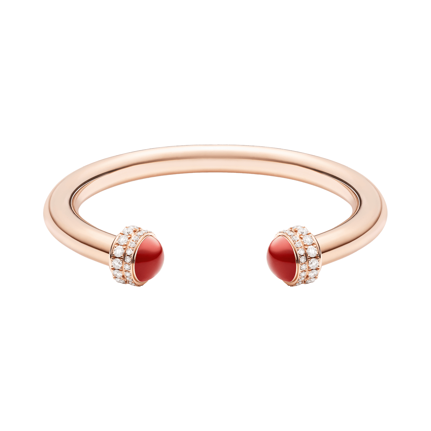 Piaget Rose Gold Carnelian Diamond Open Bangle Bracelet G36PE500