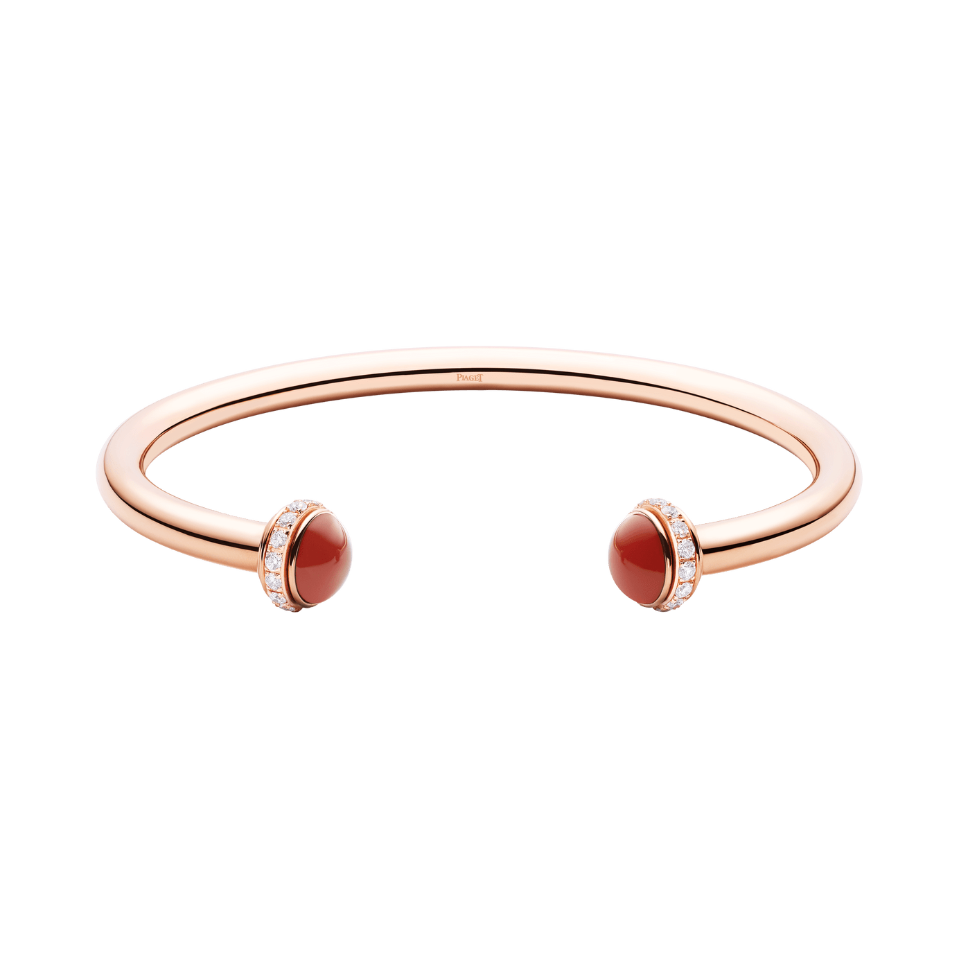 Rose gold Red carnelian Diamond open bangle bracelet G36PA600