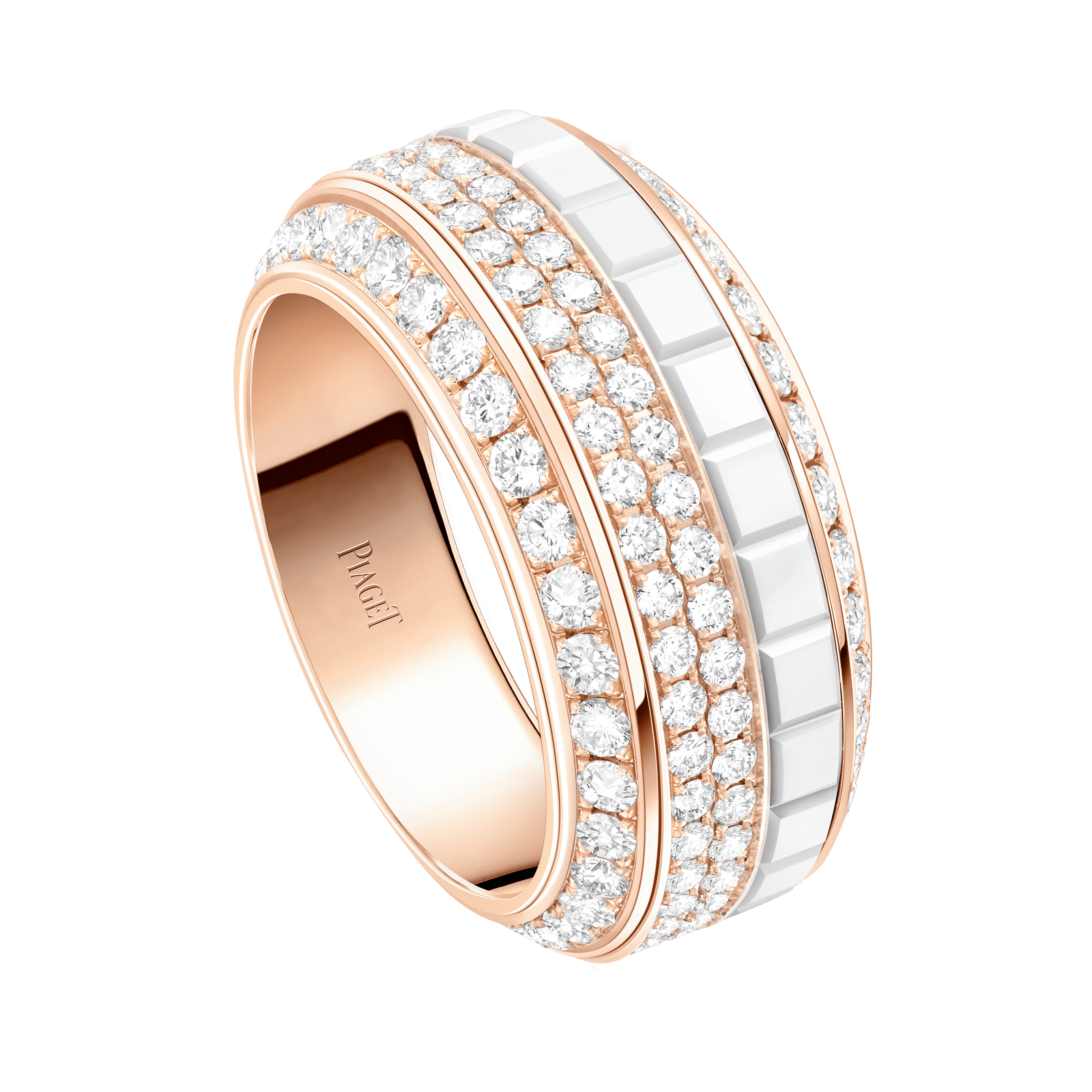 Piaget Rose Gold Ceramic Diamond Ring G34P1H00
