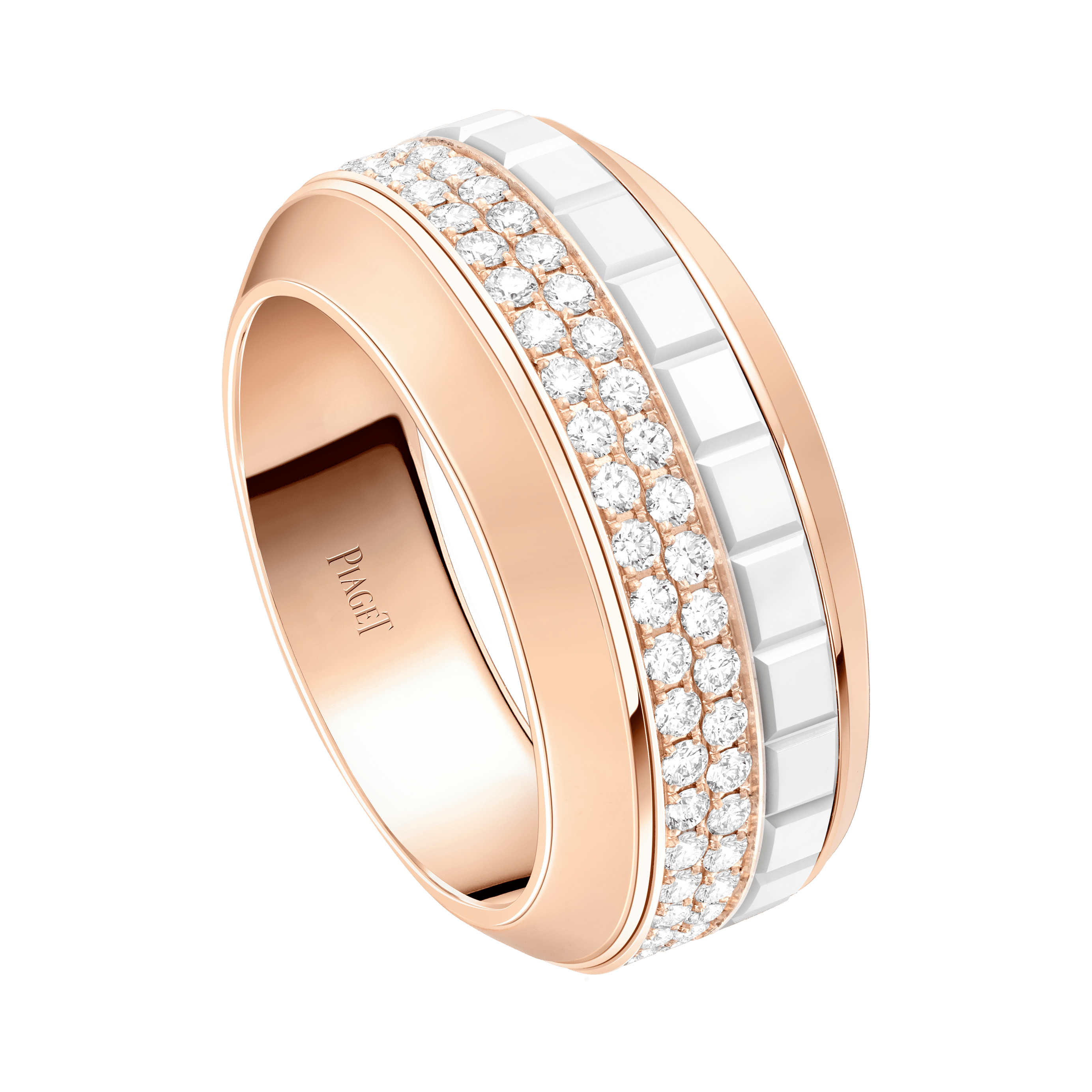 Piaget Rose Gold Ceramic Diamond Ring G34P2H00