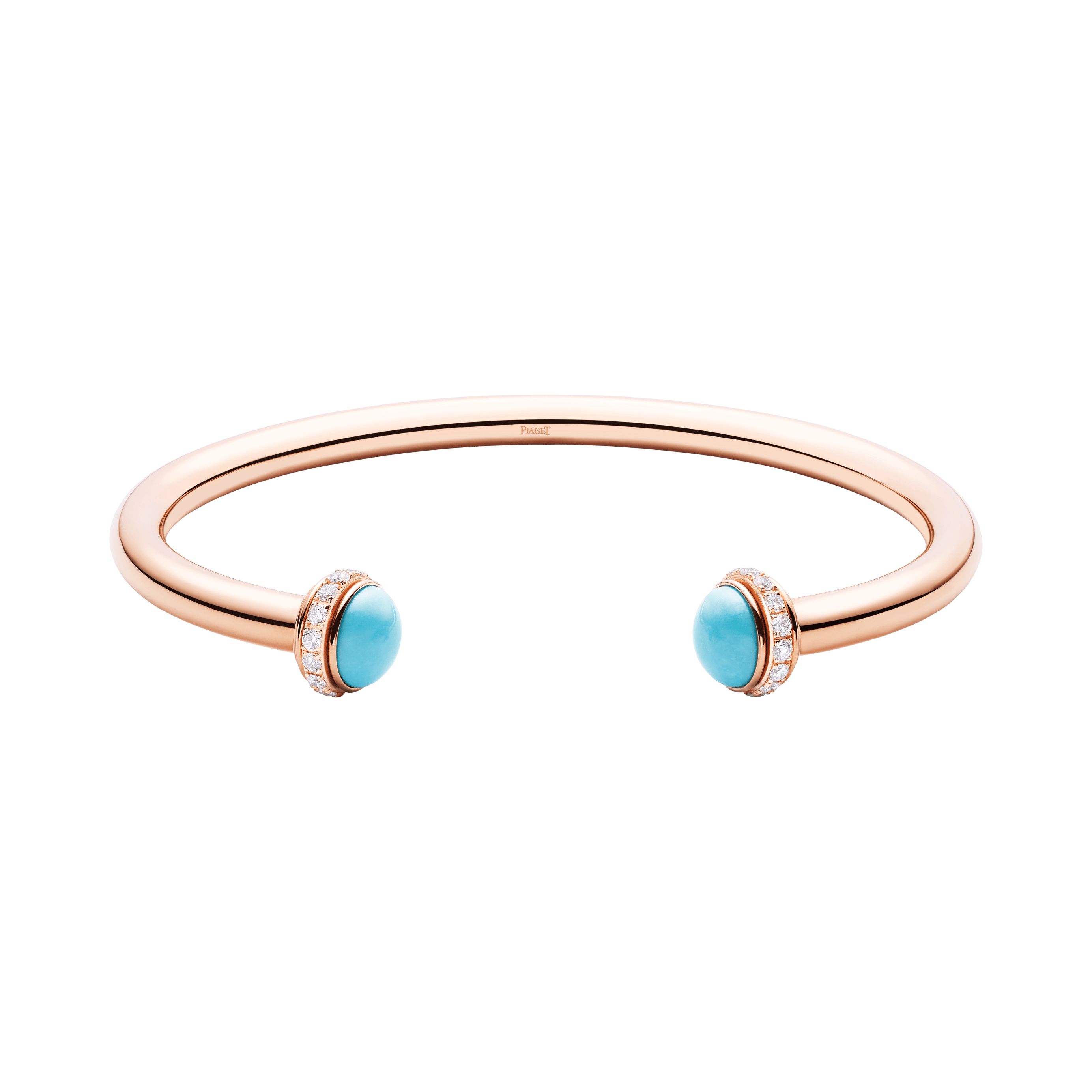 Piaget Rose Gold Turquoise Diamond Open Bangle Bracelet G36pa200