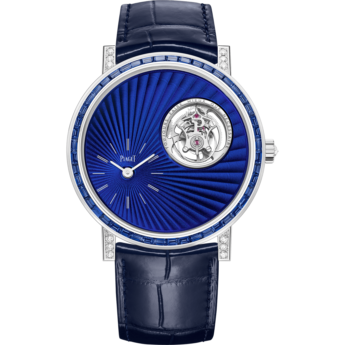 Piaget White Gold Sapphire Diamond Ultra Thin Tourbillon Watch G0A49955