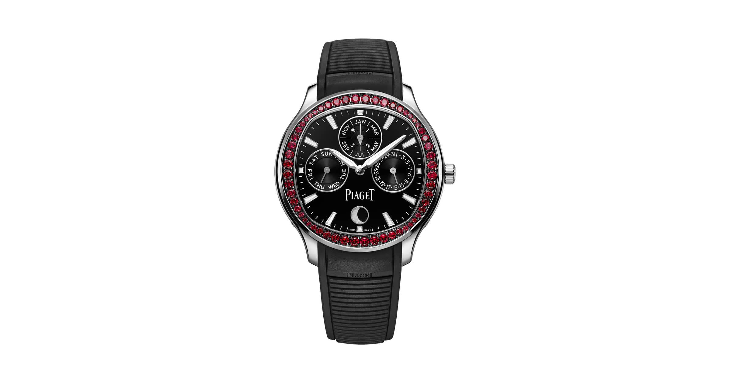 Automatic White Gold Rubies Perpetual Calendar Ultra Thin Watch