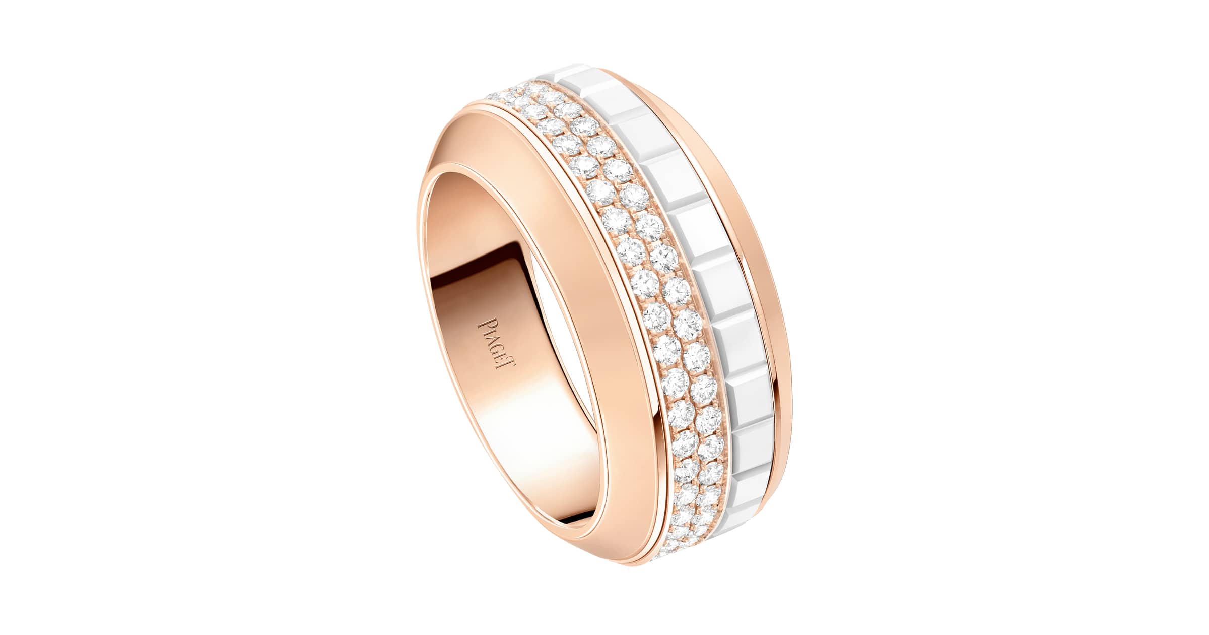 Rose Gold Ceramic Diamond Ring - Piaget Luxury Jewelry G34P2H00