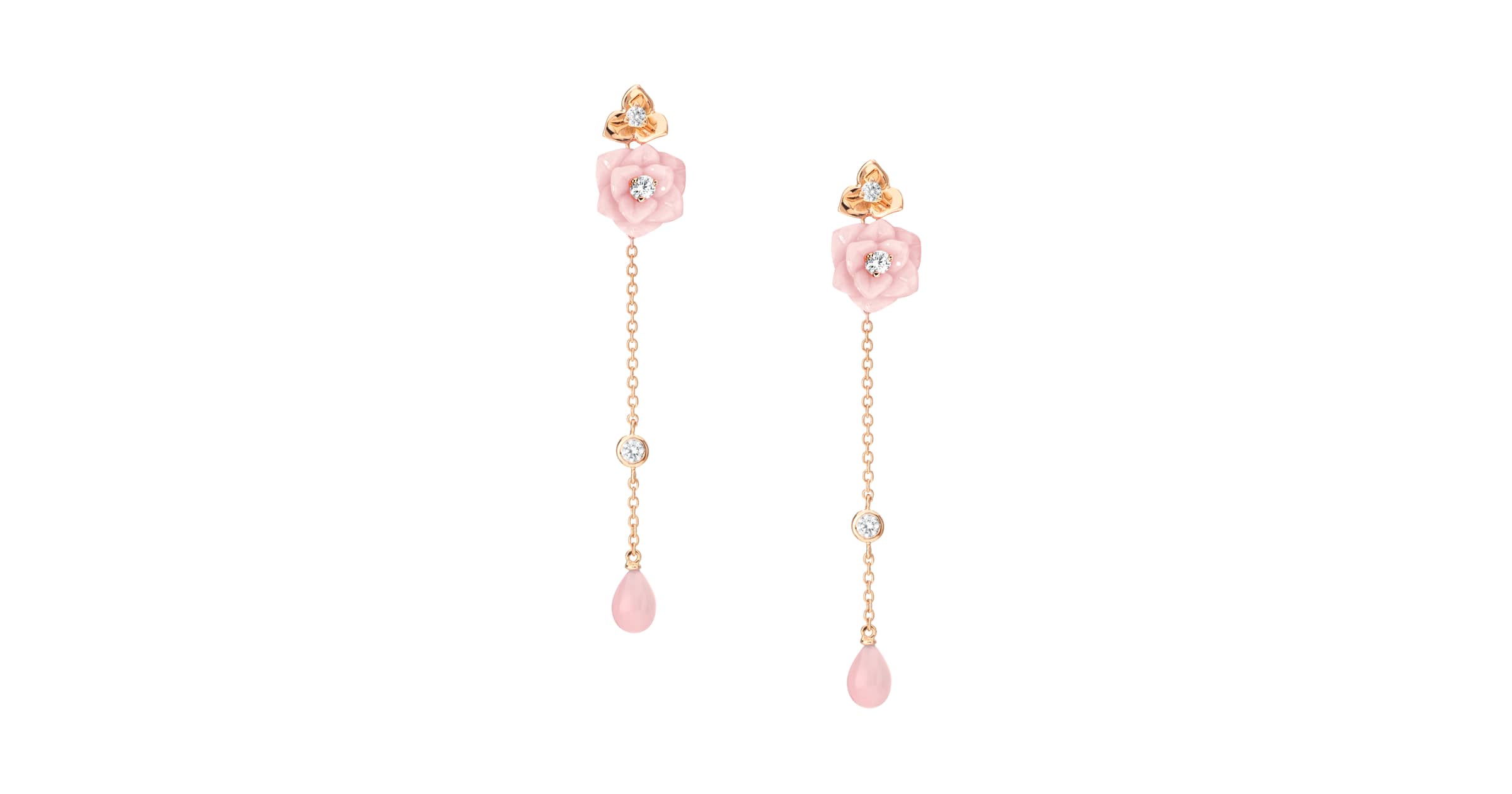Boucles d'oreilles B Blossom, or rose, or blanc, opale rose et diamants -  Joaillerie - Catégories