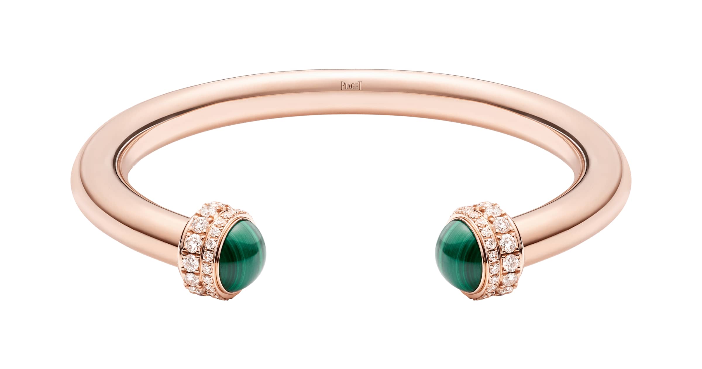 Rose gold Malachite Diamond Open bangle bracelet  Piaget Luxury Jewellery  G36PD800