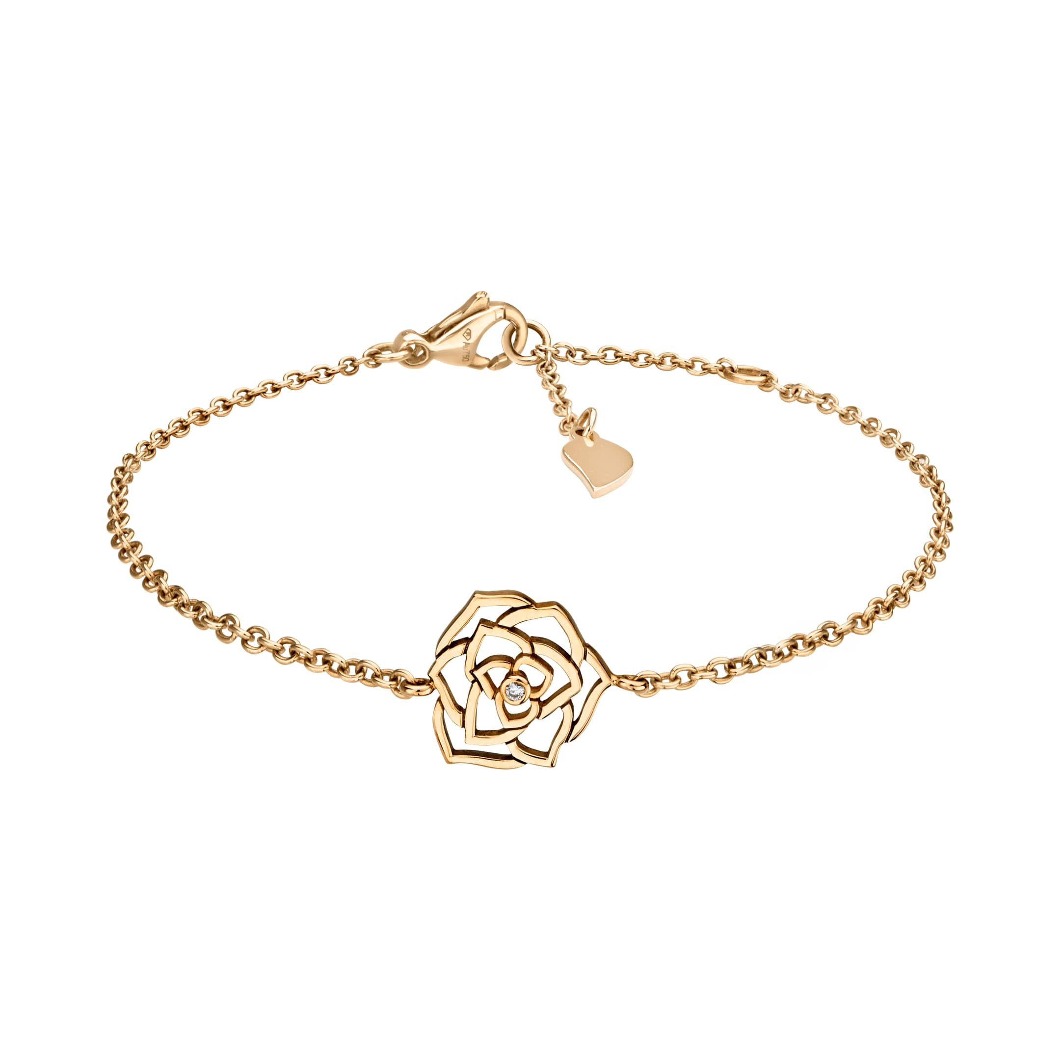 Monogram bracelet metallic rose gold with white zircons