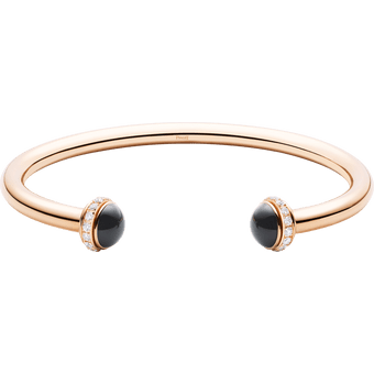 Piaget Rose Gold Onyx Diamond Open Bangle Bracelet G36PA400