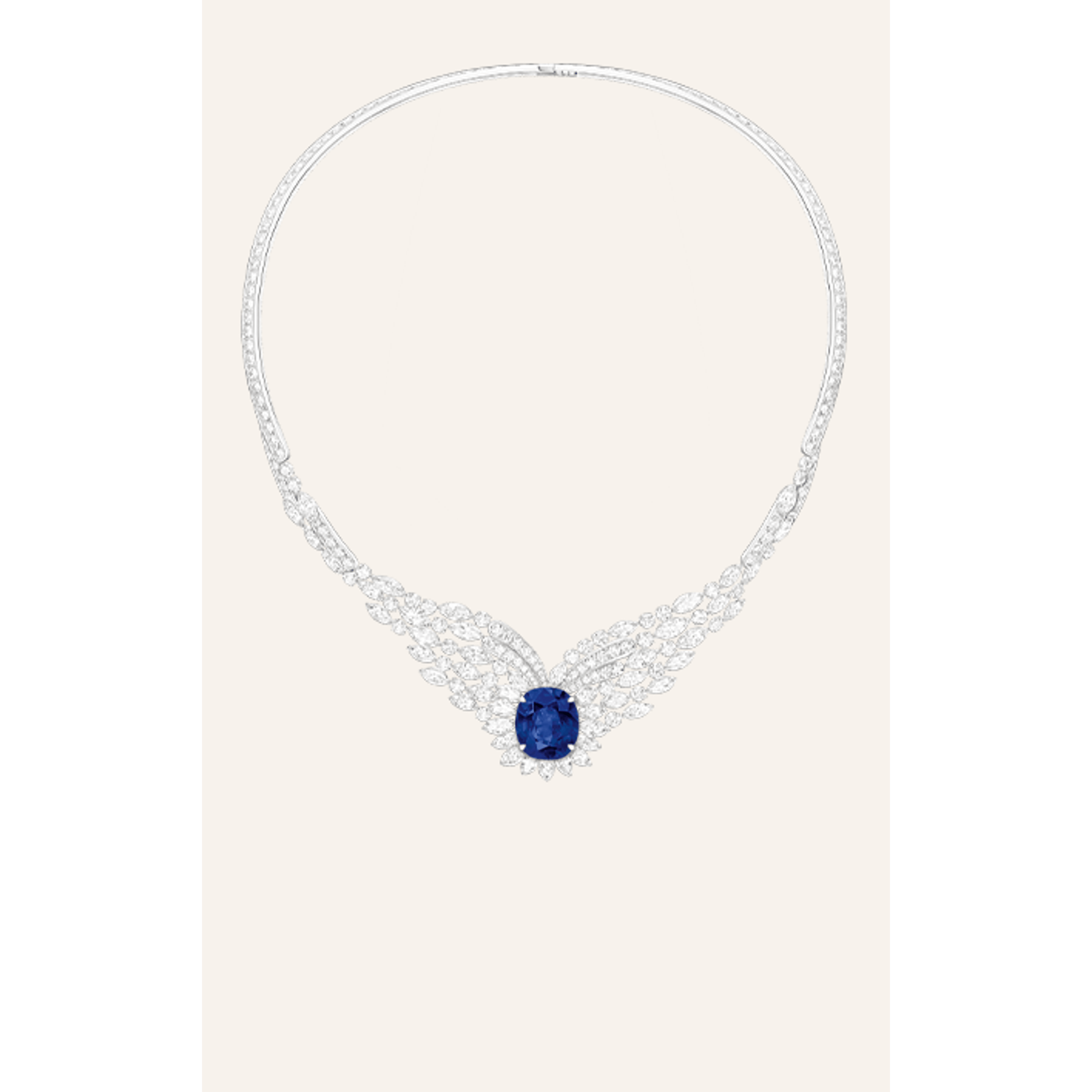 高級珠寶項鏈，鑲飾鉆石和藍寶石
