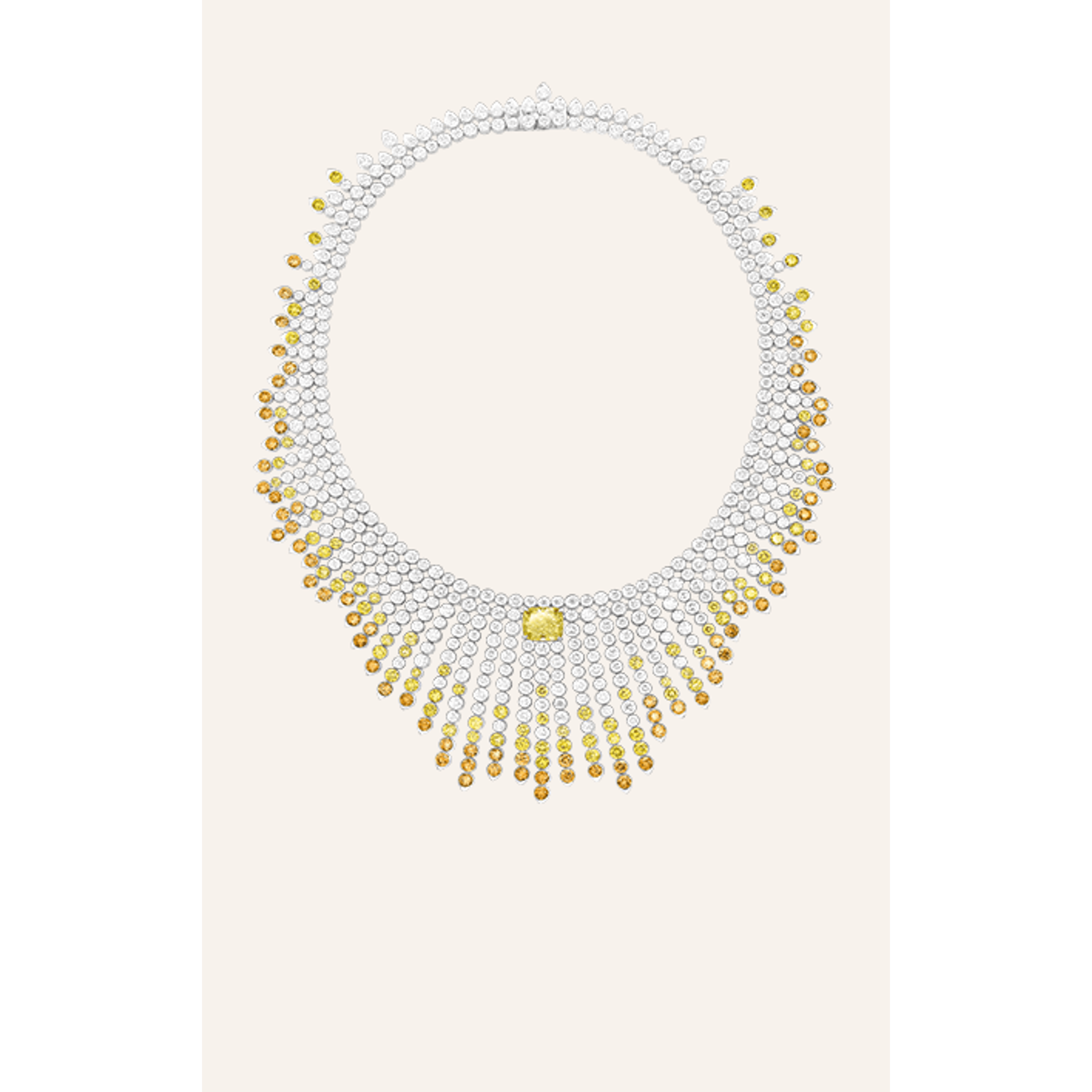 高級珠寶項鏈，鑲飾艷彩黃鉆