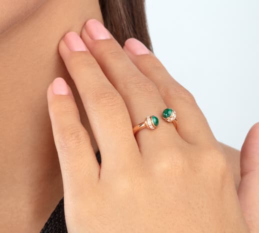Bulgari Diva's Dream Malachite Diamond Rose Gold Ring – Oak Gem