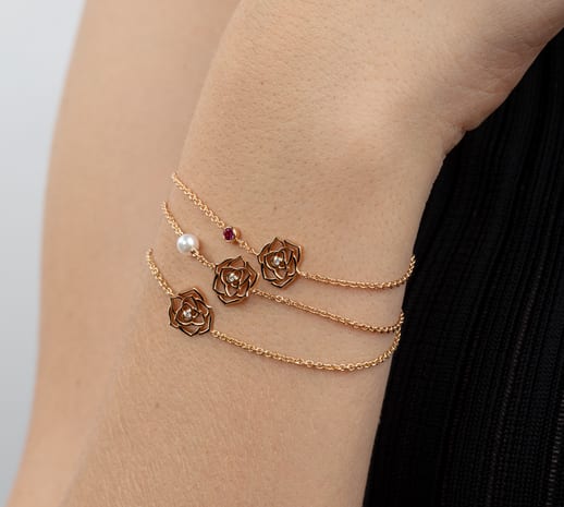 Tennis Deluxe bracelet, Round cut, White, Rose gold-tone plated | Swarovski