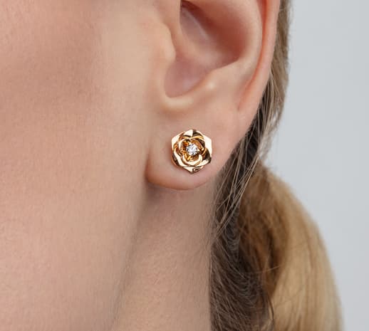 Rose Gold Plated American Diamond Studded Bali Like Stud Earrings For –  Priyaasi