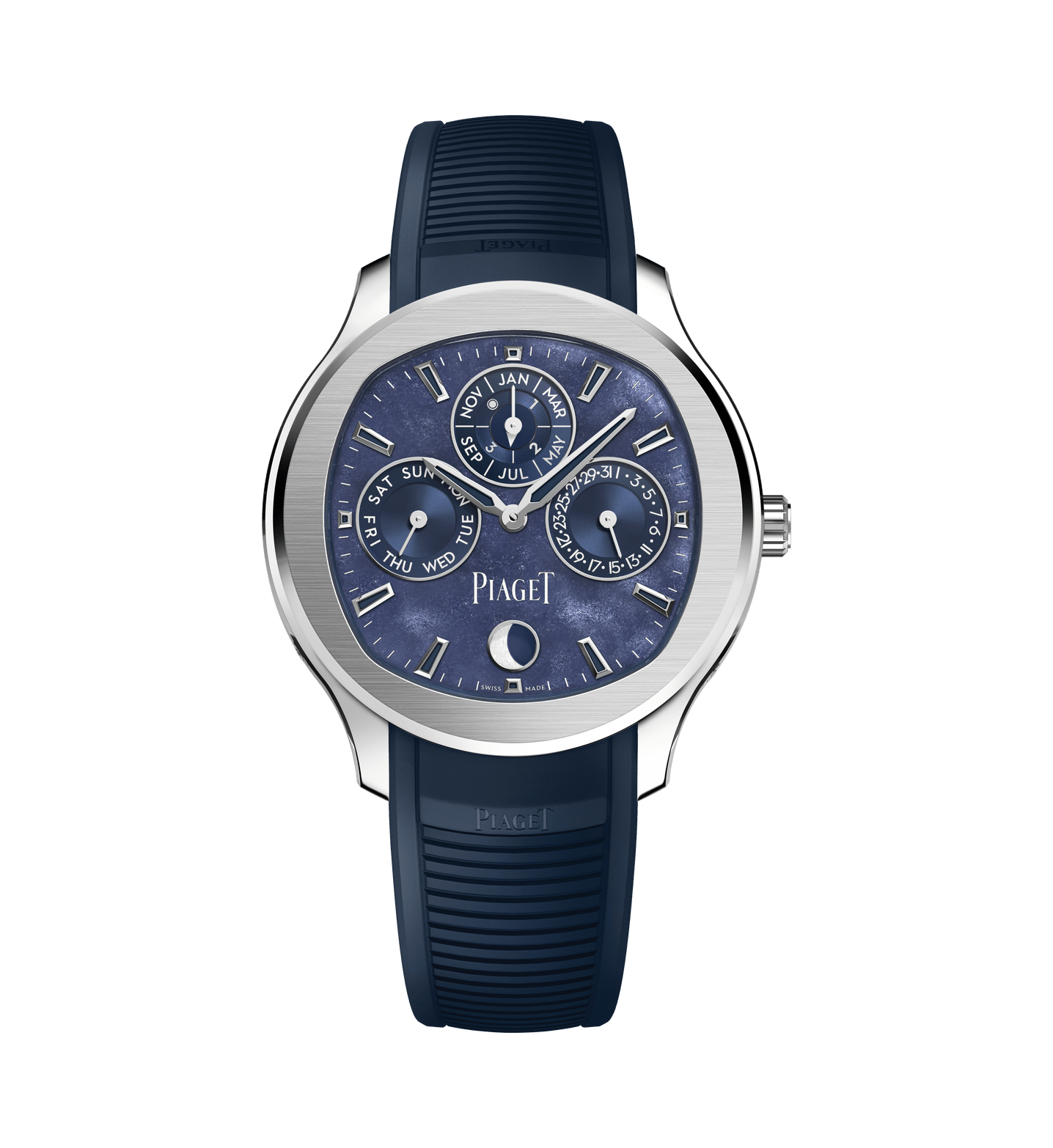 오토매틱 화이트 골드 퍼페추얼 캘린더 울트라-씬 시계